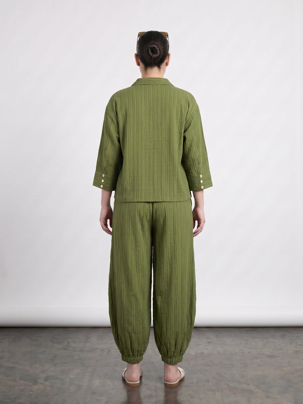 Green Crushed Oversized Shirt