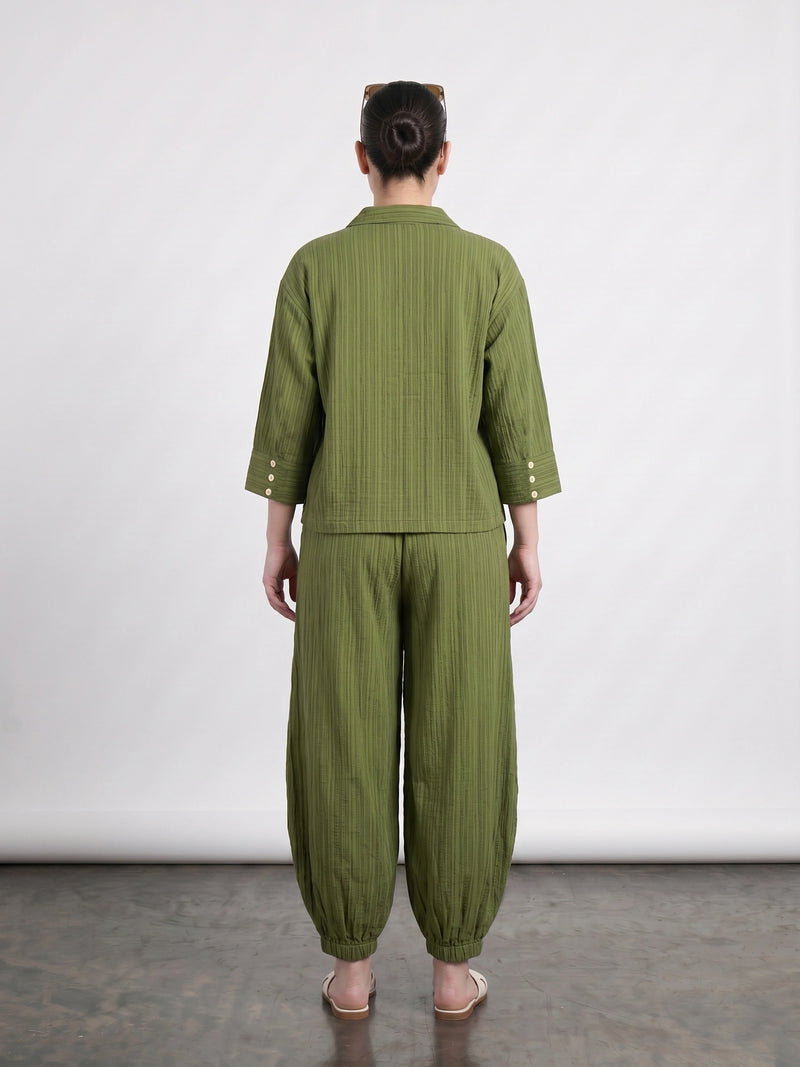 Green Crushed Oversized Shirt