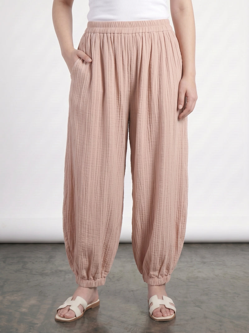 Pink Crushed Balloon Trousers | Montivo Pakistan