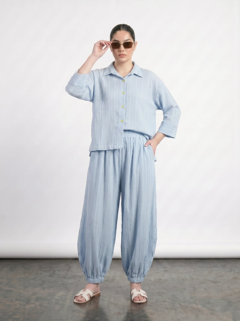 Light Blue Crushed Balloon Trousers