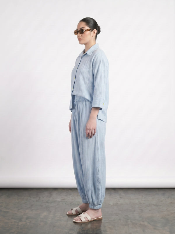 Light Blue Crushed Balloon Trousers
