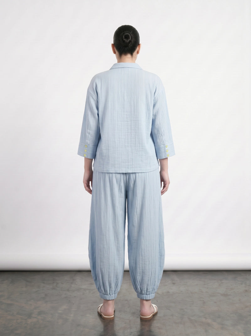 Light Blue Crushed Balloon Trousers