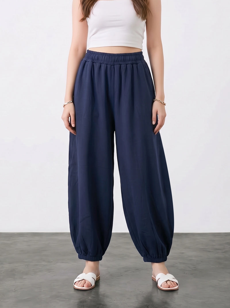Navy Blue Balloon Fit Trousers