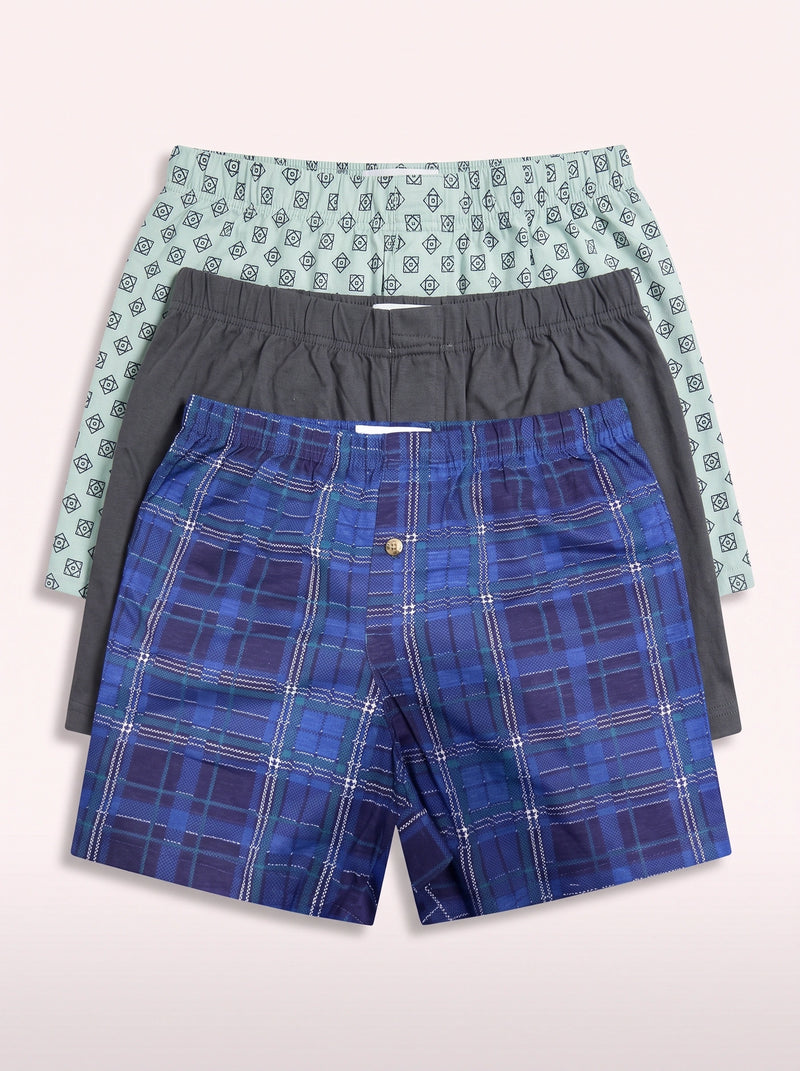 Assorted Printed Cotton Boxers (Pack of 3)