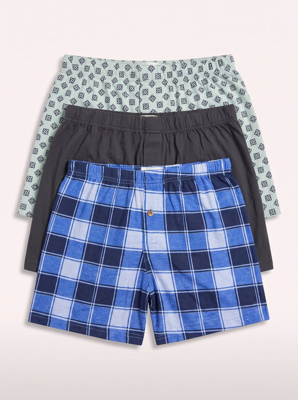 Assorted Printed Cotton Boxers (Pack of 3)