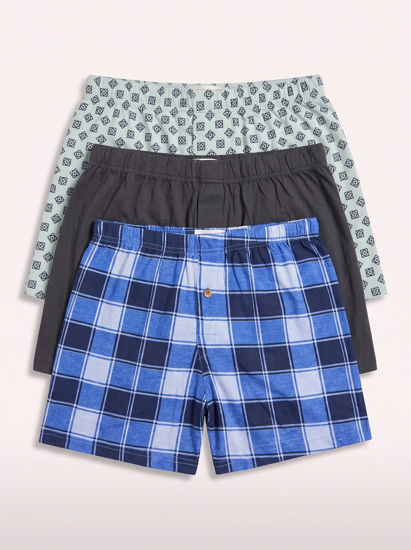Assorted Printed Cotton Boxers (Pack of 3)