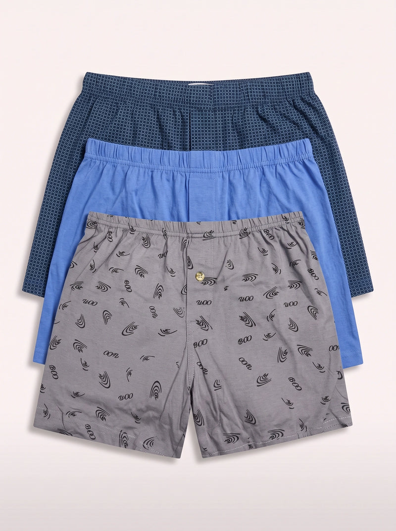 Assorted Printed Cotton Boxers (Pack of 3)