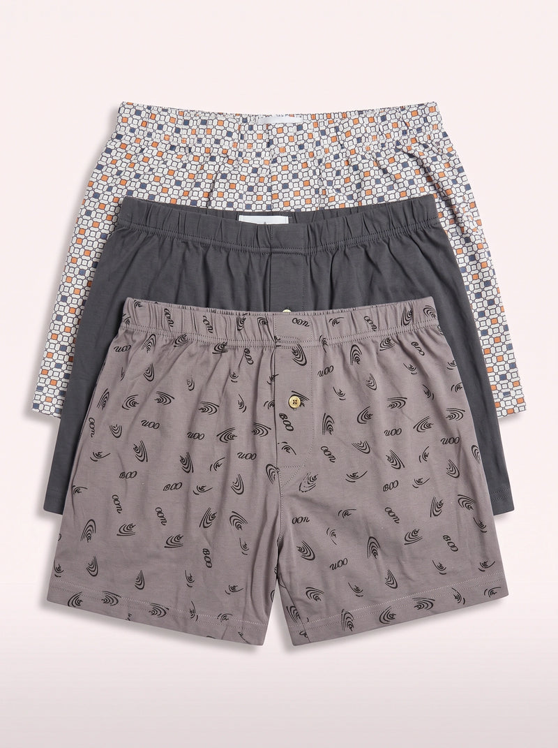 Assorted Printed Cotton Boxers (Pack of 3)