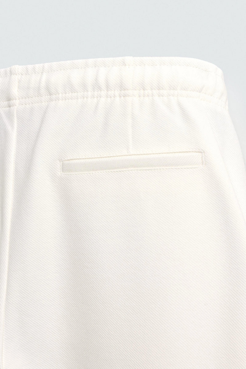 White Textured Slim Fit Trousers