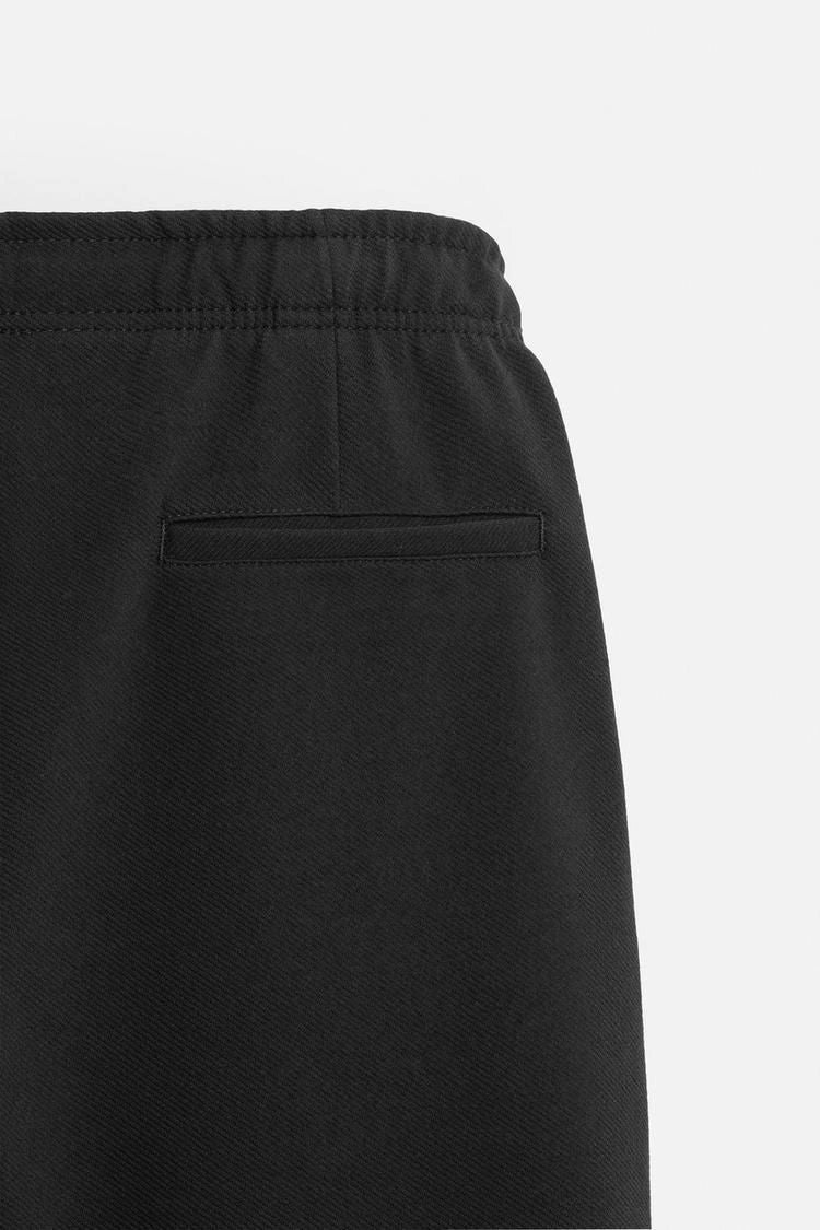 Black Textured Slim Fit Trousers