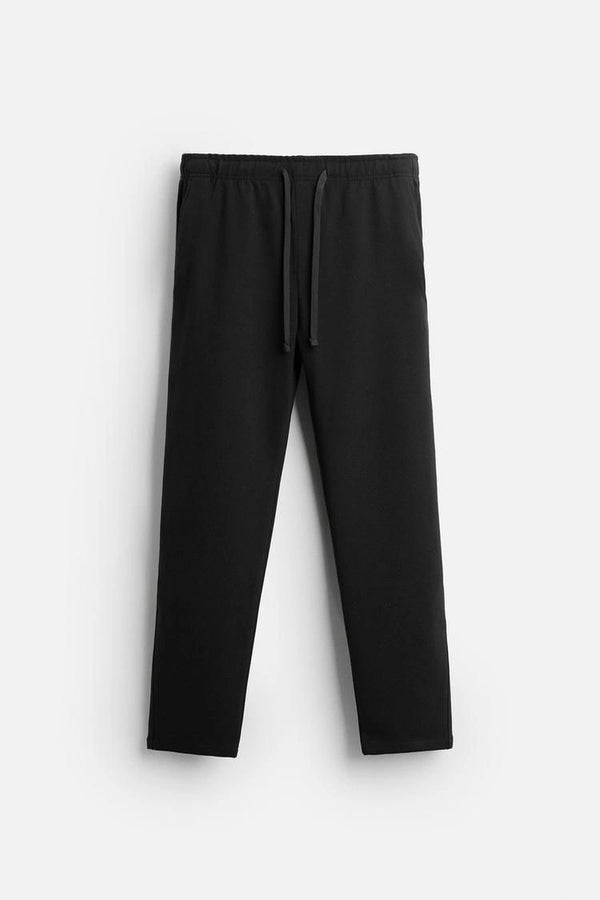 Black Textured Slim Fit Trousers