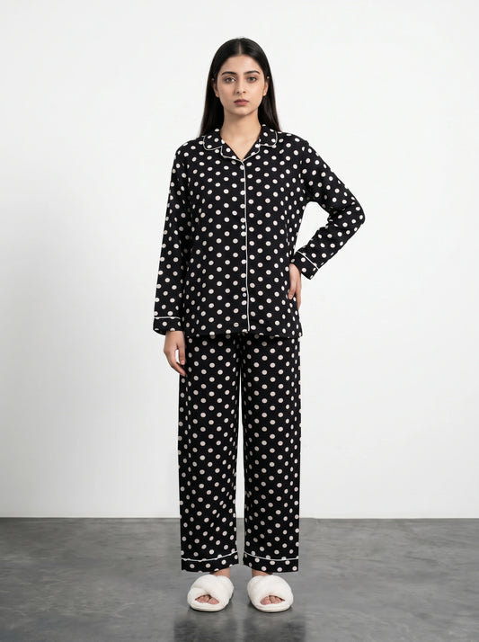 Black Polka Dots PJ Set