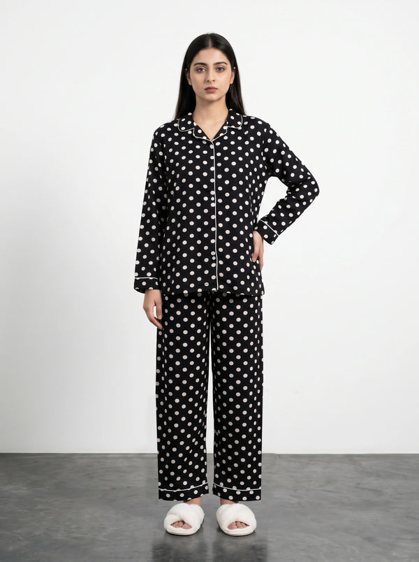 Black Polka Dots PJ Set