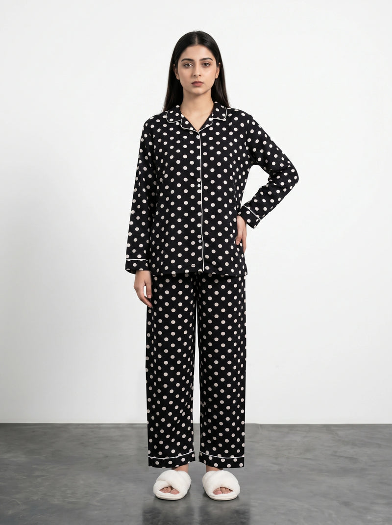 Black Polka Dots PJ Set