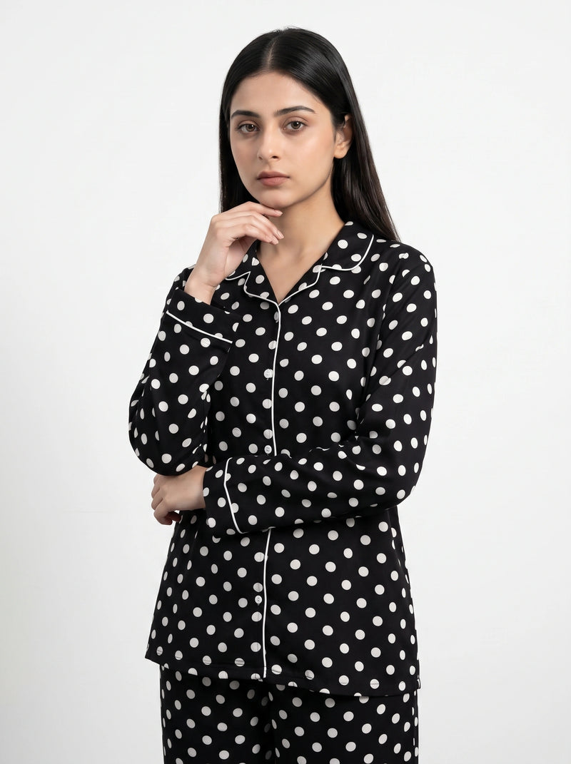 Black Polka Dots PJ Set