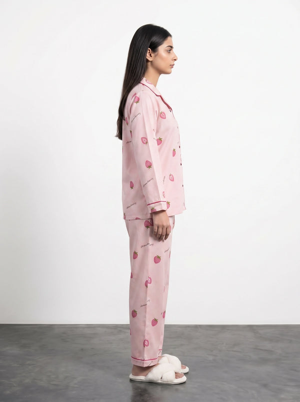 Pink Strawberry Print PJ Set