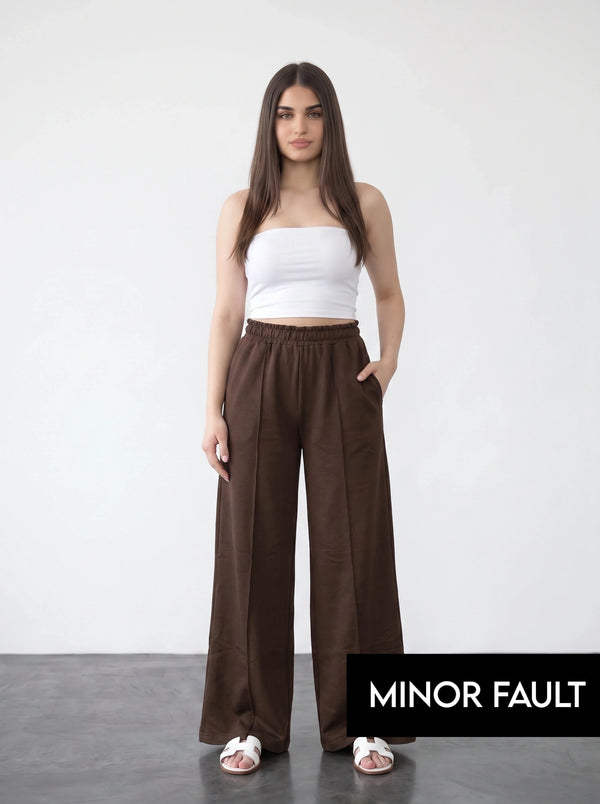 (Minor Fault) Brown Wide Leg Front Seam Trousers