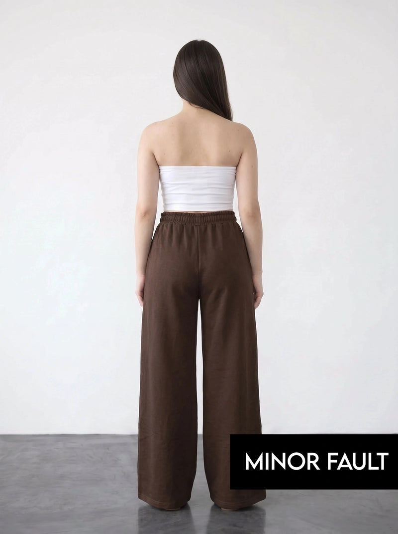 (Minor Fault) Brown Wide Leg Front Seam Trousers