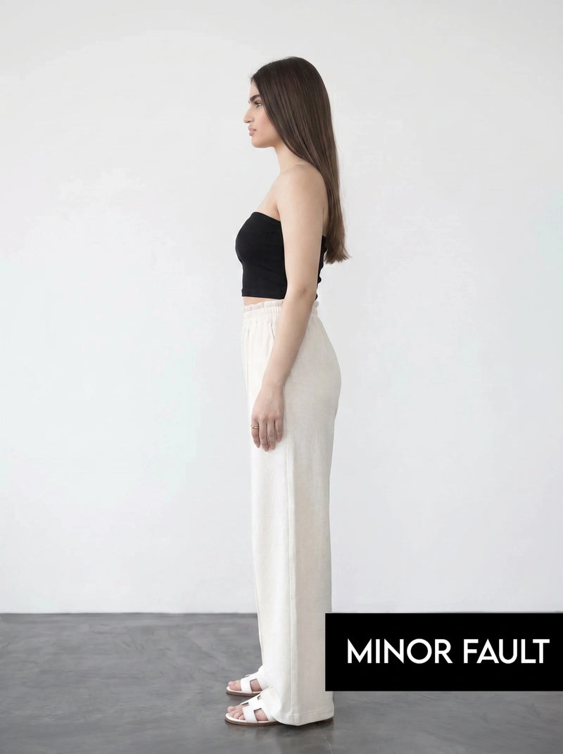(Minor Fault) White Wide Leg Front Seam Trousers