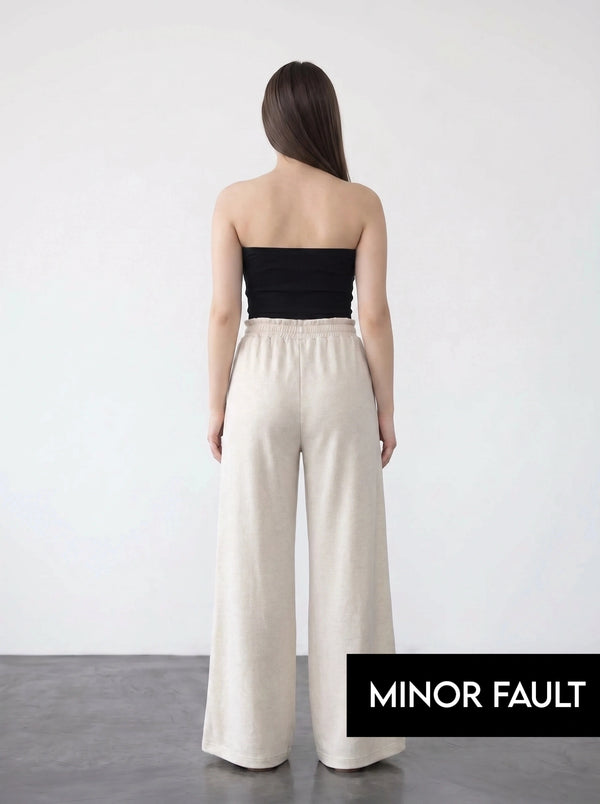 (Minor Fault) Light Beige Wide Leg Front Seam Trousers