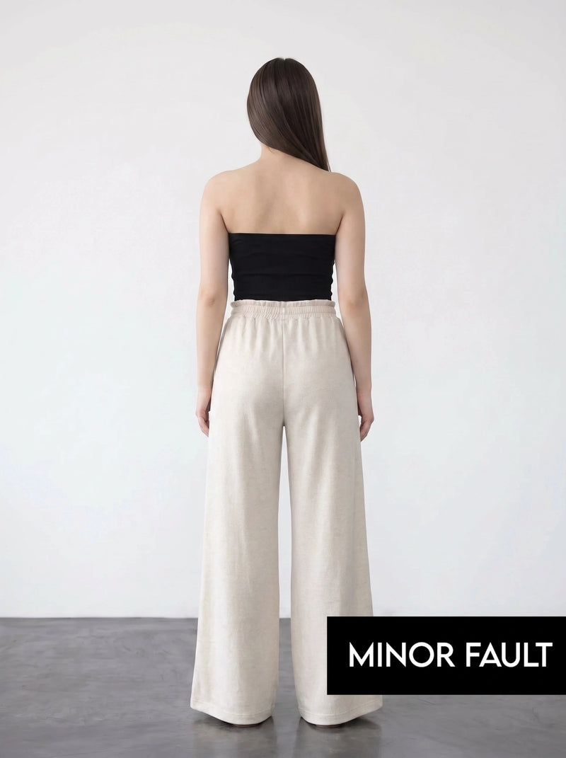 (Minor Fault) Light Beige Wide Leg Front Seam Trousers