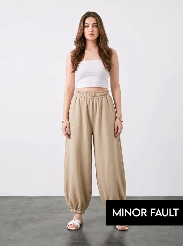 (Minor Fault) Beige Balloon Fit Trousers | Montivo Pakistan