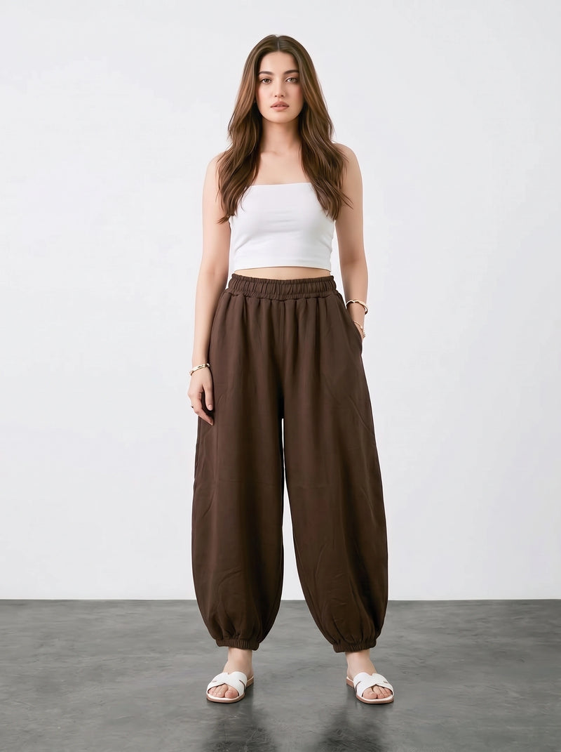 Brown Balloon Fit Trousers