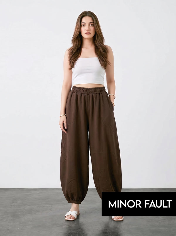 (Minor Fault) Brown Balloon Fit Trousers | Montivo Pakistan