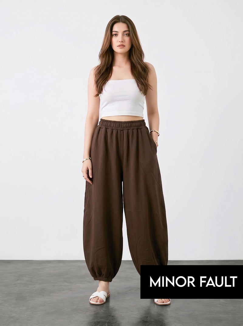 (Minor Fault) Brown Balloon Fit Trousers | Montivo Pakistan