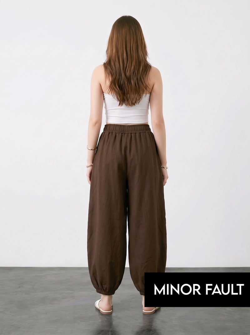 (Minor Fault) Brown Balloon Fit Trousers | Montivo Pakistan