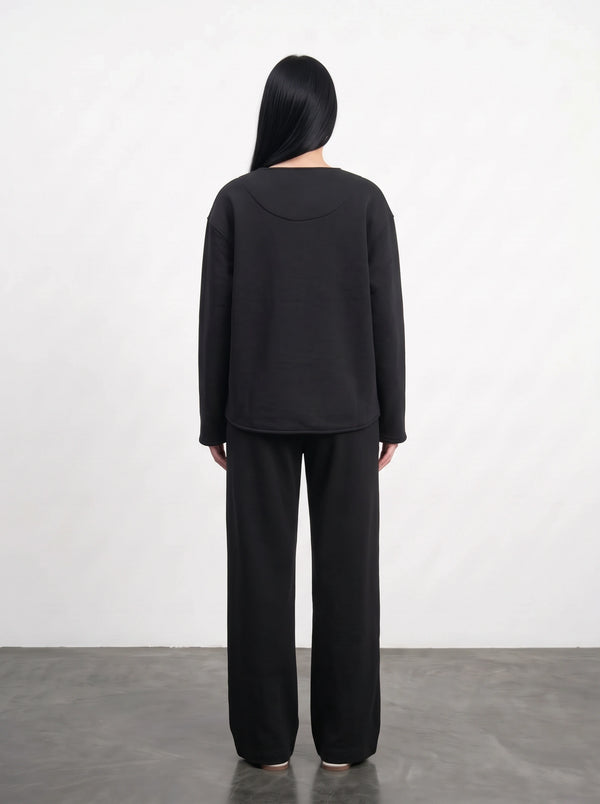 Black Curved-Placket Boxy Blazer | Montivo Pakistan