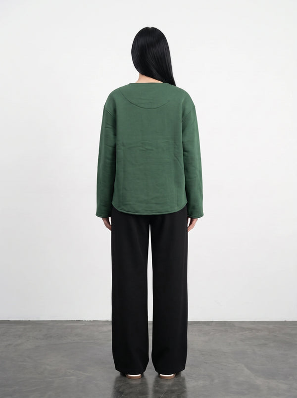 Green Curved-Placket Boxy Blazer | Montivo Pakistan