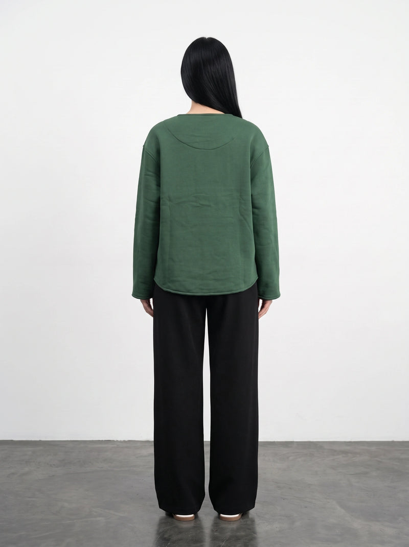 Green Curved-Placket Boxy Blazer | Montivo Pakistan