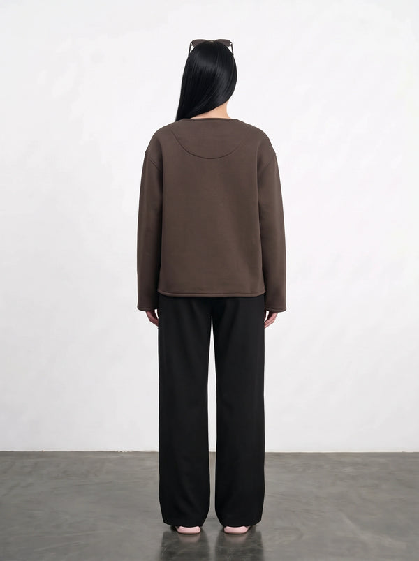 Brown Curved-Placket Boxy Blazer | Montivo Pakistan