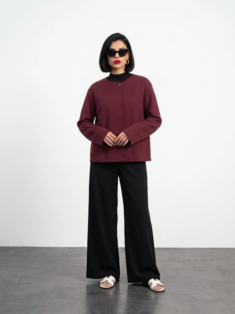 Burgundy Wrap-Front Jacket | Montivo Pakistan