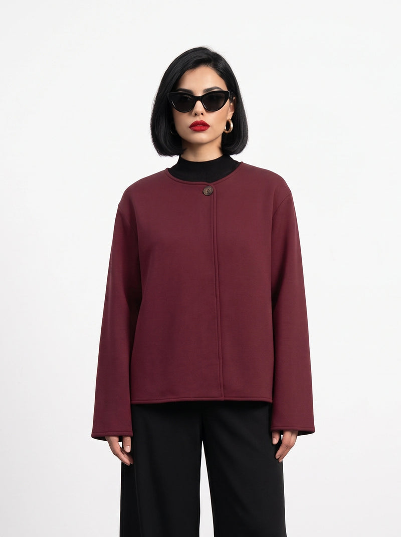 Burgundy Wrap-Front Jacket | Montivo Pakistan