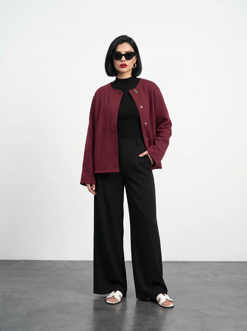 Burgundy Wrap-Front Jacket | Montivo Pakistan