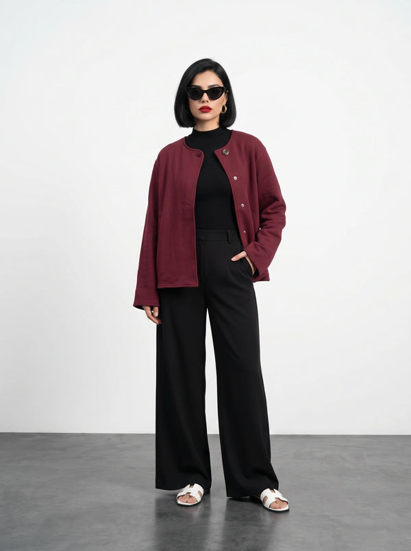 Burgundy Wrap-Front Jacket | Montivo Pakistan