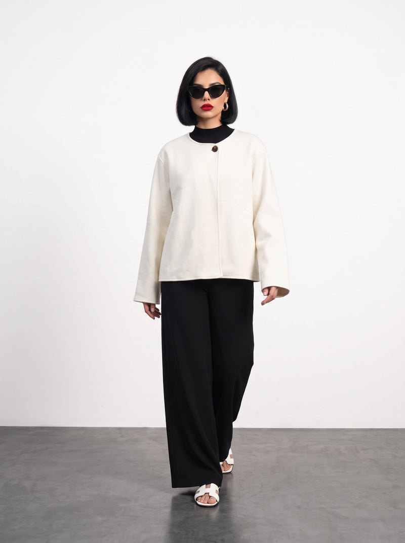 Ecru Wrap-Front Jacket | Montivo Pakistan