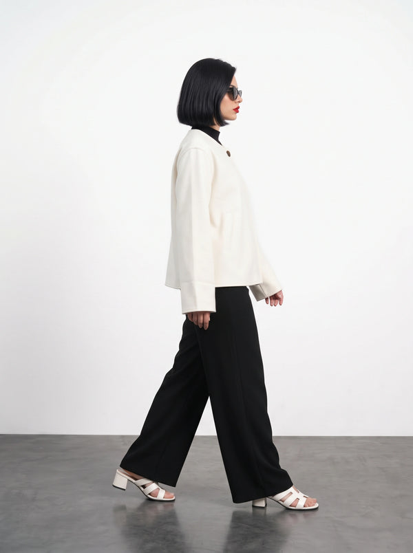 Ecru Wrap-Front Jacket | Montivo Pakistan