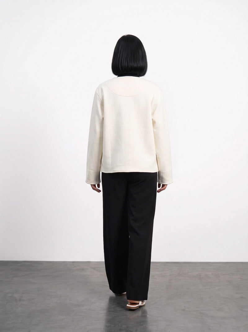 Ecru Wrap-Front Jacket | Montivo Pakistan