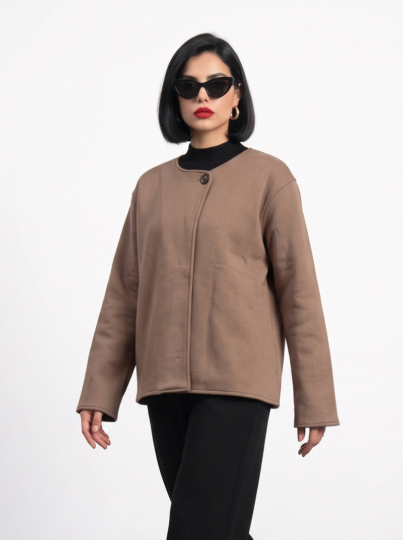 Brown Wrap-Front Jacket | Montivo Pakistan