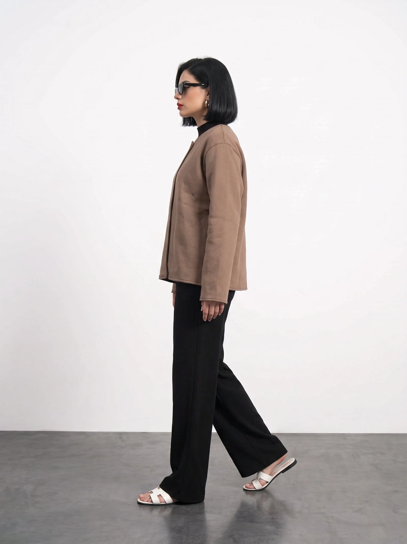 Brown Wrap-Front Jacket | Montivo Pakistan
