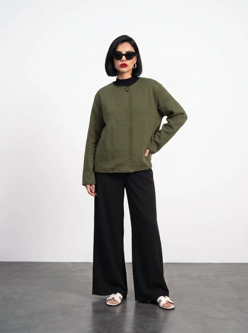 Olive Wrap-Front Jacket | Montivo Pakistan