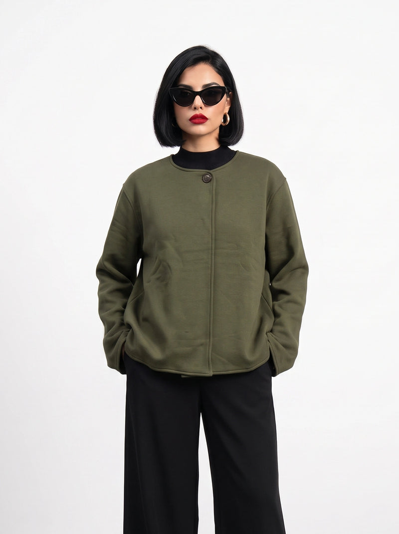 Olive Wrap-Front Jacket | Montivo Pakistan