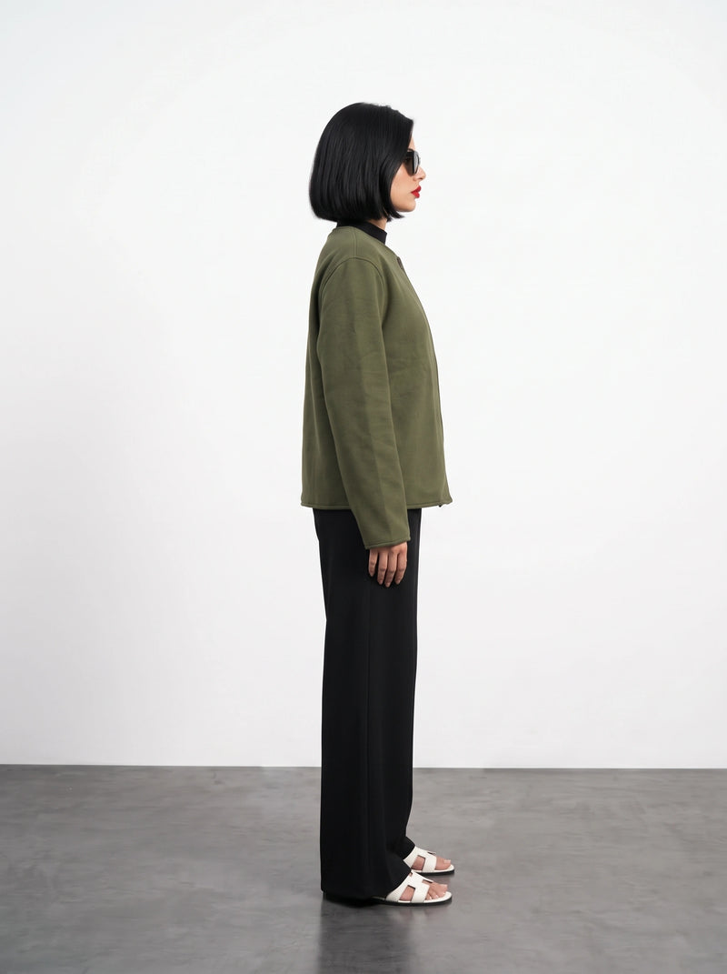 Olive Wrap-Front Jacket | Montivo Pakistan