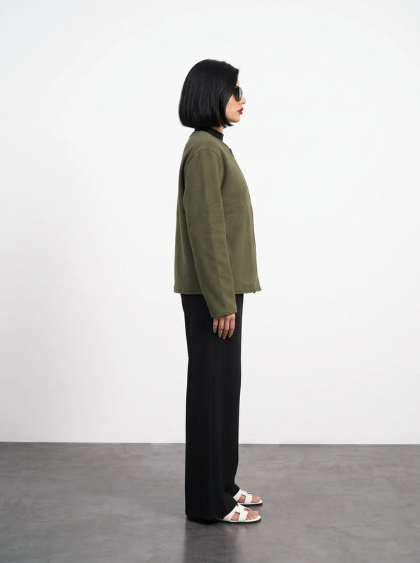 Olive Wrap-Front Jacket | Montivo Pakistan