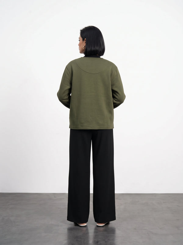 Olive Wrap-Front Jacket | Montivo Pakistan