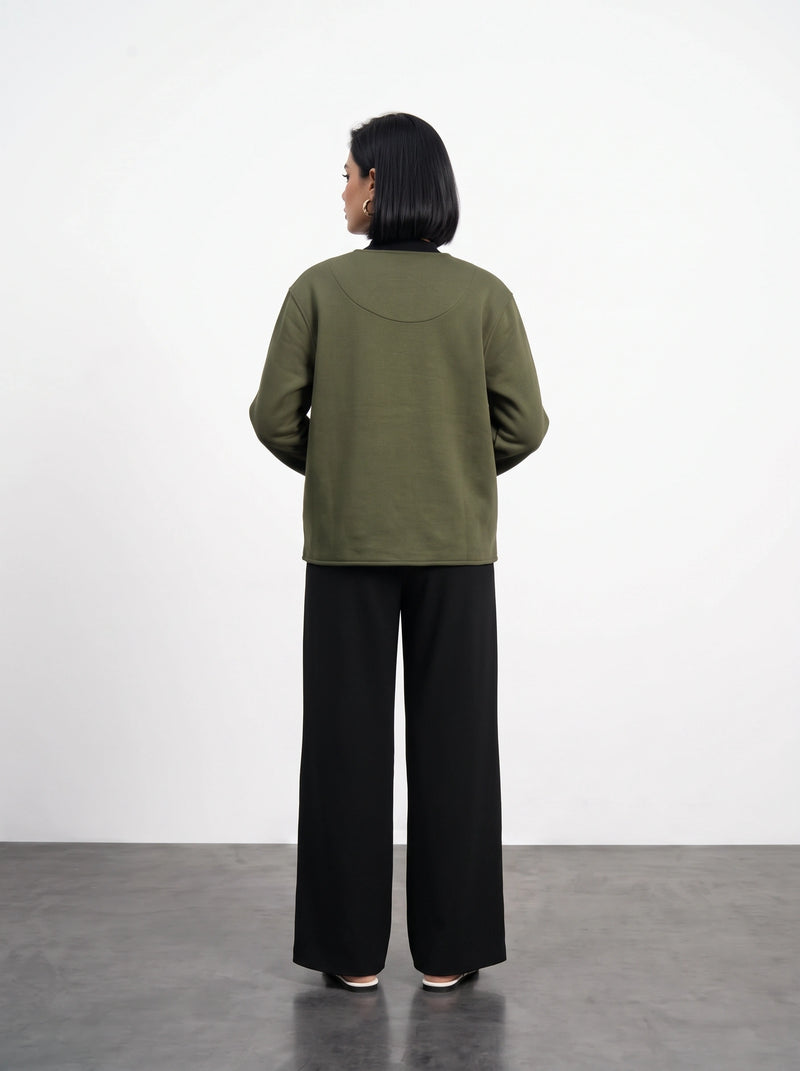 Olive Wrap-Front Jacket | Montivo Pakistan