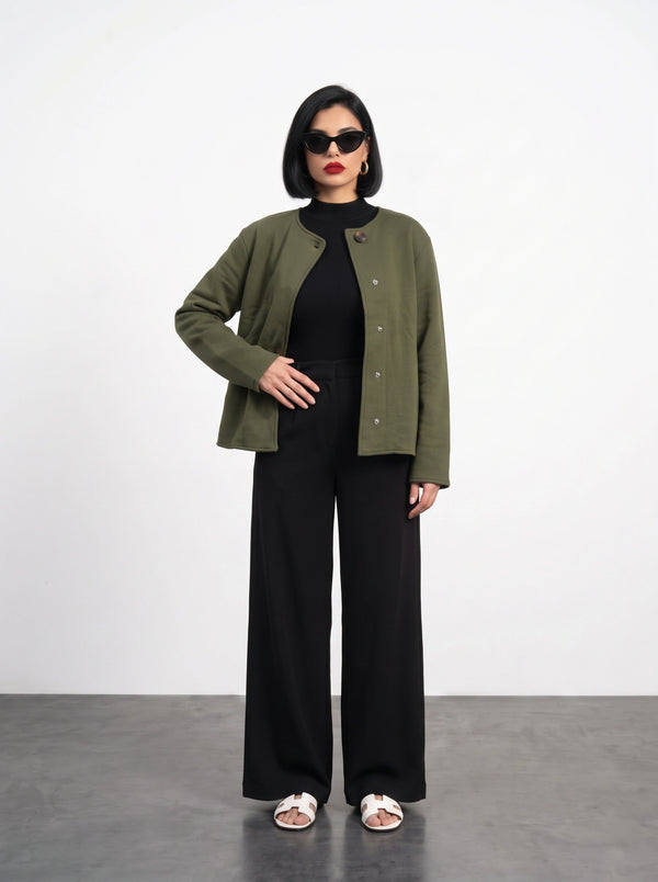 Olive Wrap-Front Jacket | Montivo Pakistan